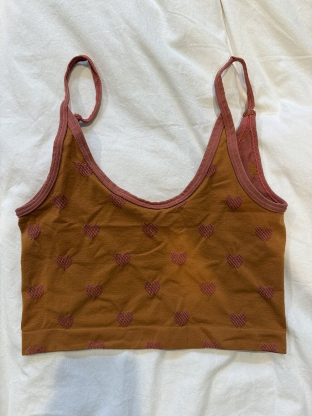 Out From Under Seamless Heart Cropped Cami Burnt Orange Pink S